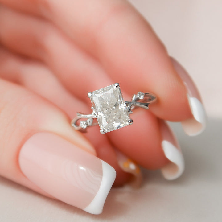 2 CT Radiant Cut Twig Moissanite Engagement  Ring