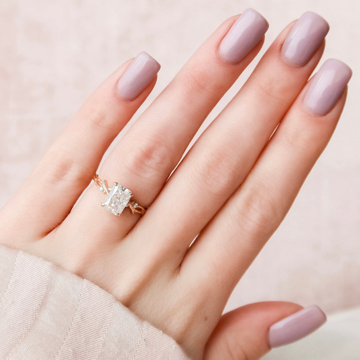 2 CT Radiant Cut Twig Moissanite Engagement  Ring