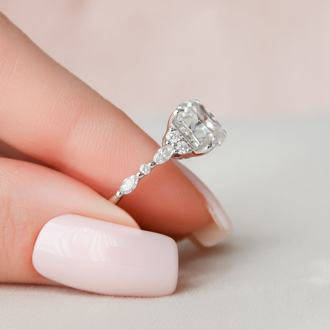 3.5 CT Cushion Cut Moissanite Engagement Ring