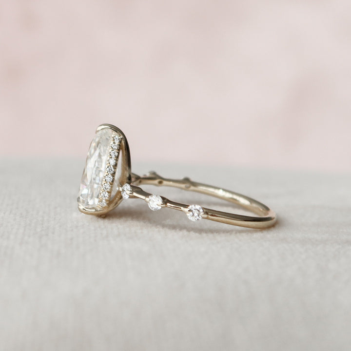 2 CT Pear cut Hidden Halo Moissanite Engagement Ring