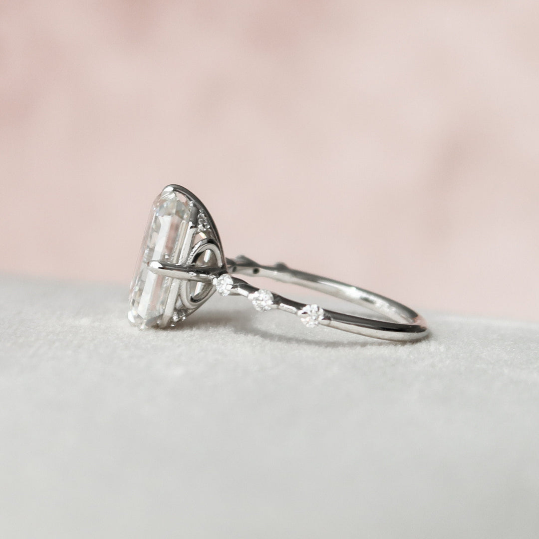 3 CT Emerald Cut Moissanite Engagement Ring