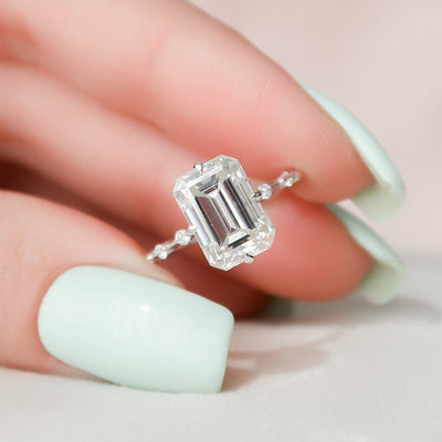 3 CT Emerald Cut Moissanite Engagement Ring