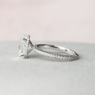 3 CT Oval cut Hidden Halo Moissanite Engagement Ring