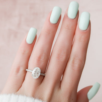 3 CT Oval cut Hidden Halo Moissanite Engagement Ring