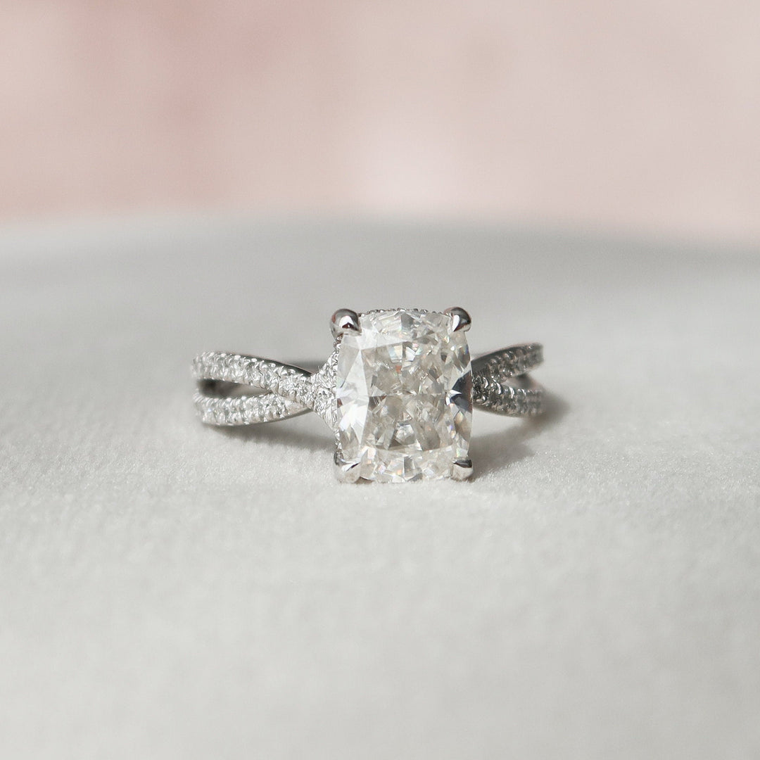 2 CT Cushion cut Split Shank Moissanite Wedding Ring