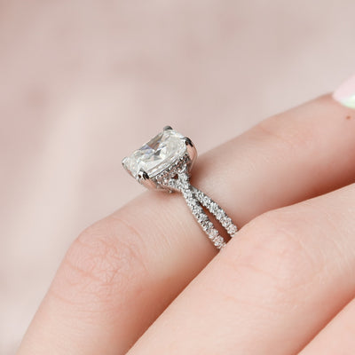 2 CT Cushion cut Split Shank Moissanite Wedding Ring