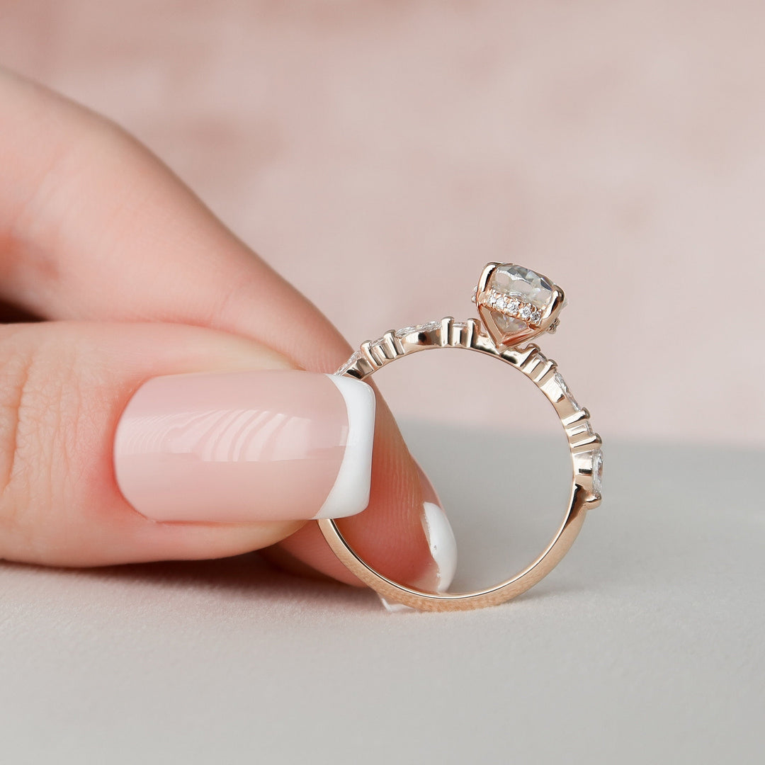 1.5 CT Oval Cut Moissanite Engagement Ring
