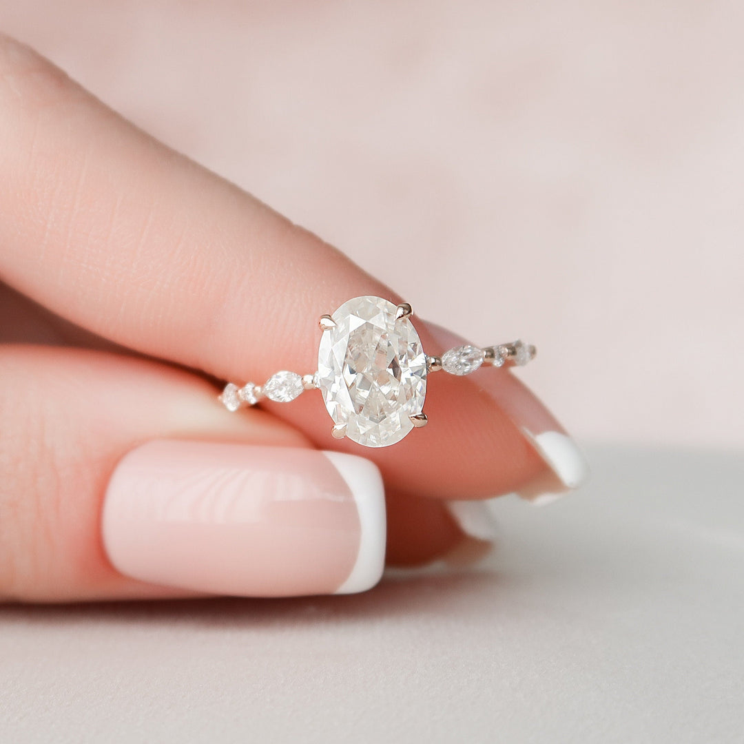 1.5 CT Oval Cut Moissanite Engagement Ring