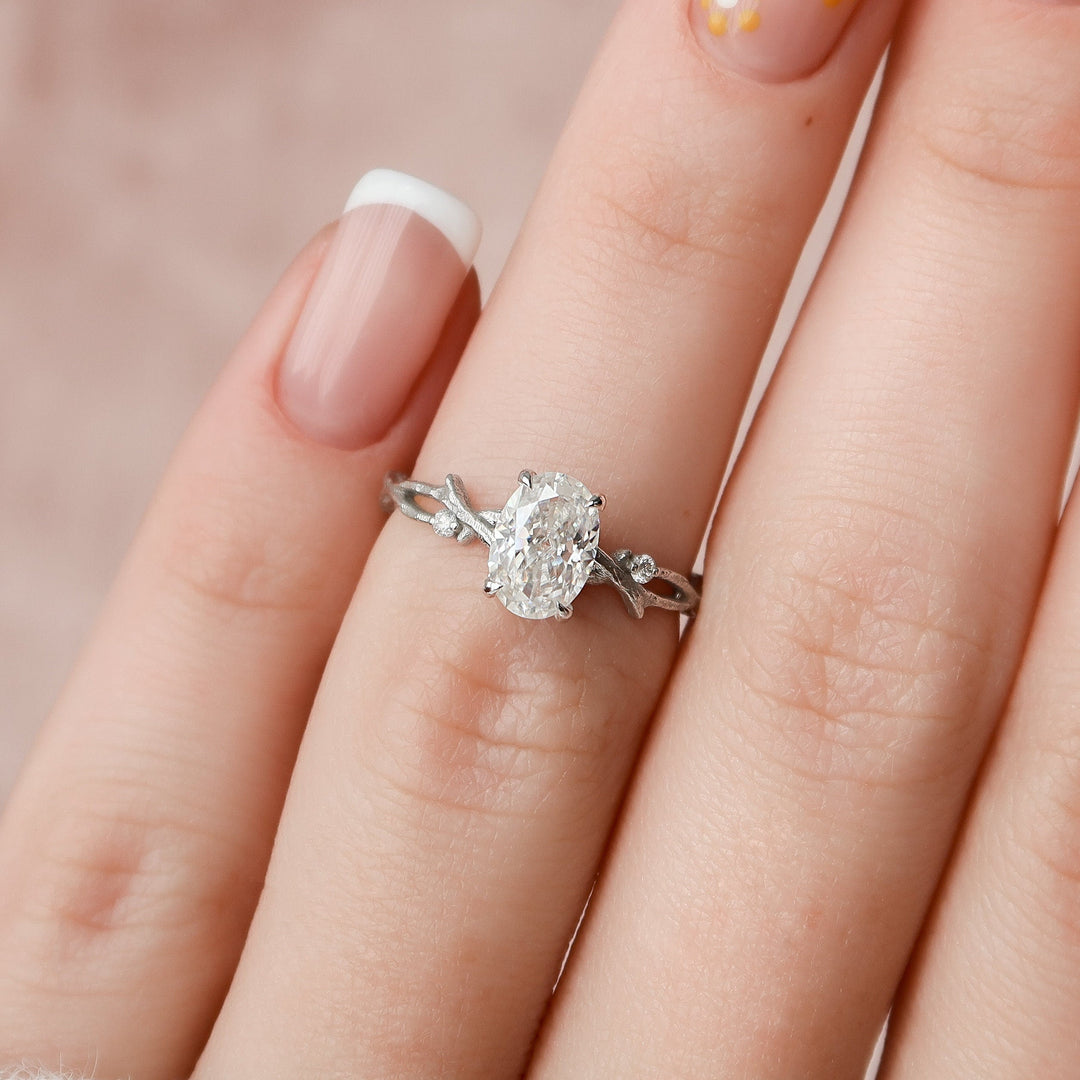 1 CT Oval Cut Twig  Moissanite  Nature Inspired Wedding Ring