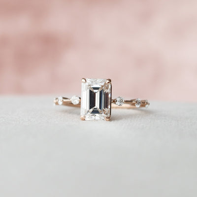 2.0CT Emerald Cut Solitaire Moissanite Engagement Ring