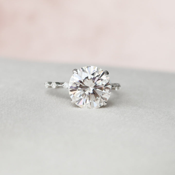 4 CT Round Cut Moissanite Engagement Ring