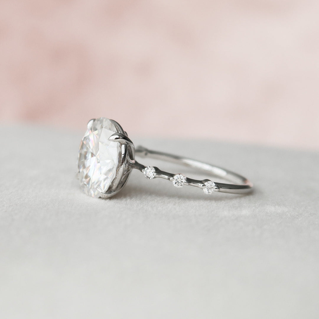 4.0CT Round Brilliant Cut Petite Pave Moissanite Diamond Engagement Ring
