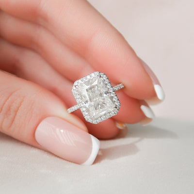 5 CT Radiant Cut Halo Moissanite Engagement Ring