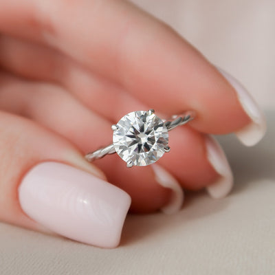 2.5 CT Round cut Braided Moissanite Engagement Ring
