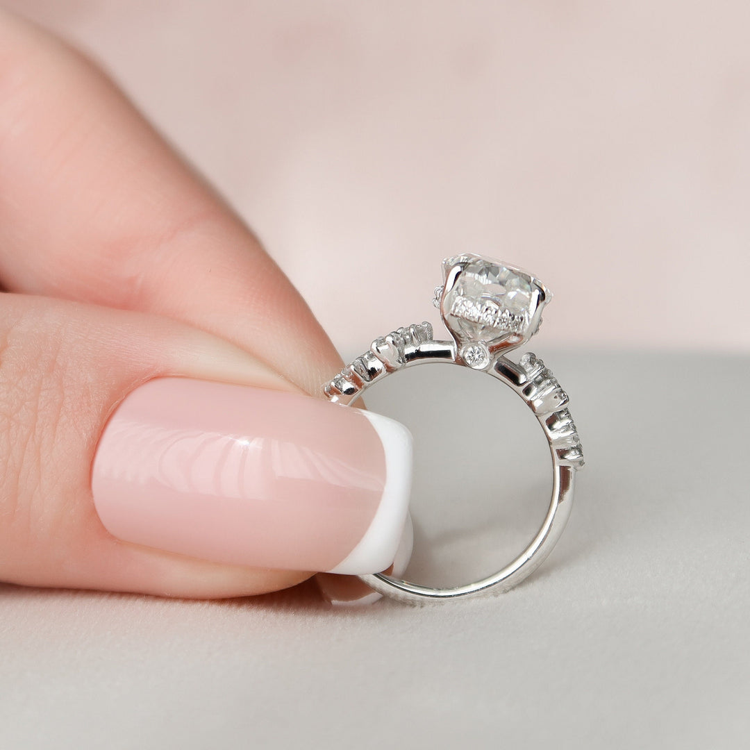 3.0CT Oval Cut Cluster Moissanite Diamond Engagement Ring