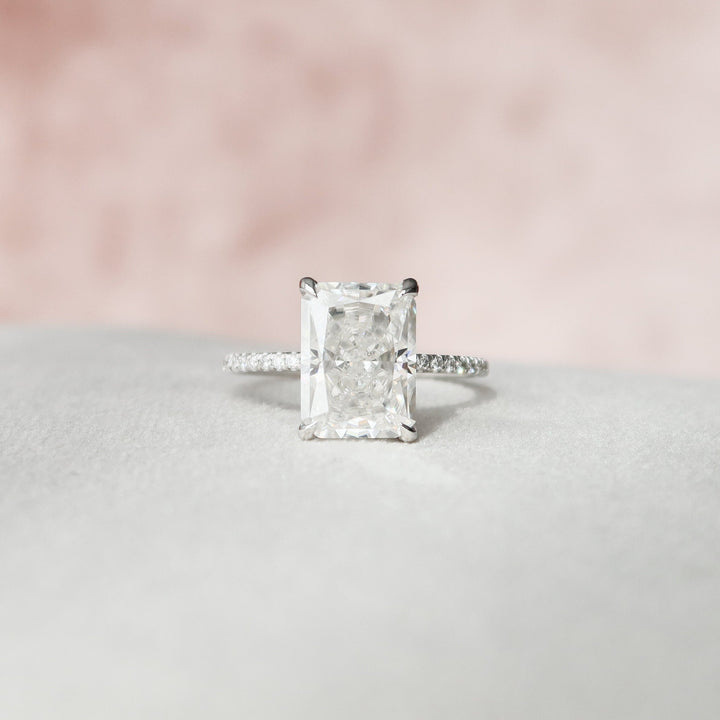 4.50СT Radiant Cut Moissanite Hidden Halo Diamond Engagement Ring