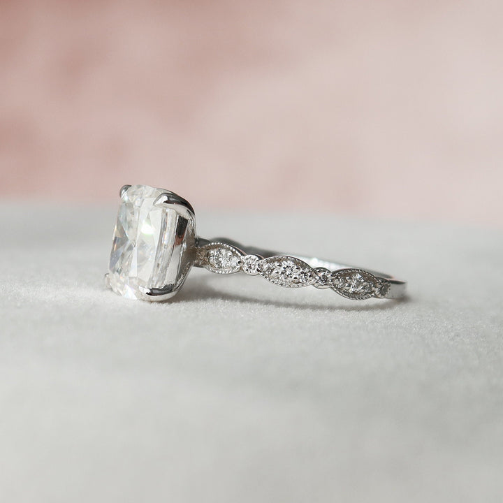 2.5 CT Elongated Cushion cut Art Deco Moissanite Engagement Ring