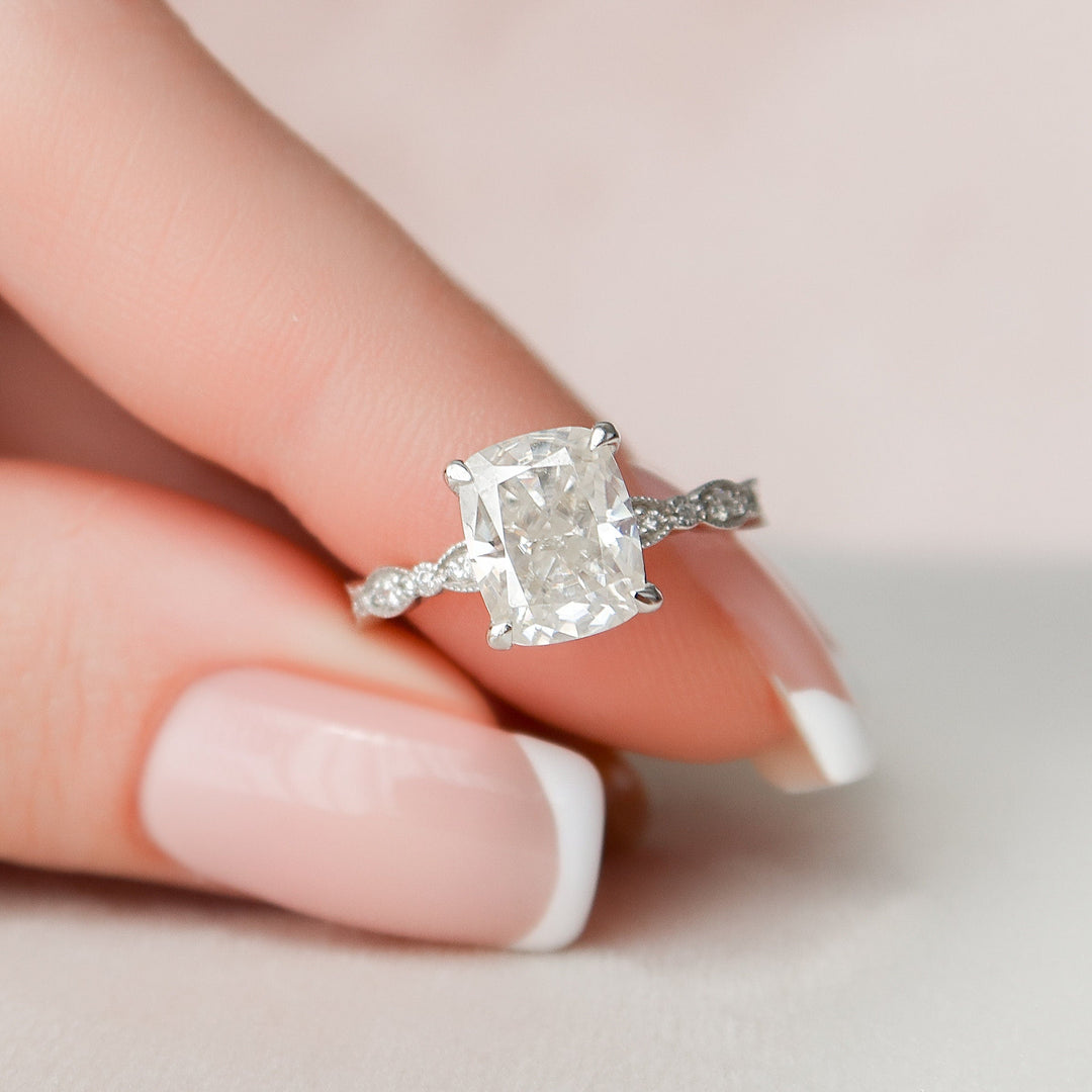 2.5 CT Elongated Cushion cut Art Deco Moissanite Engagement Ring