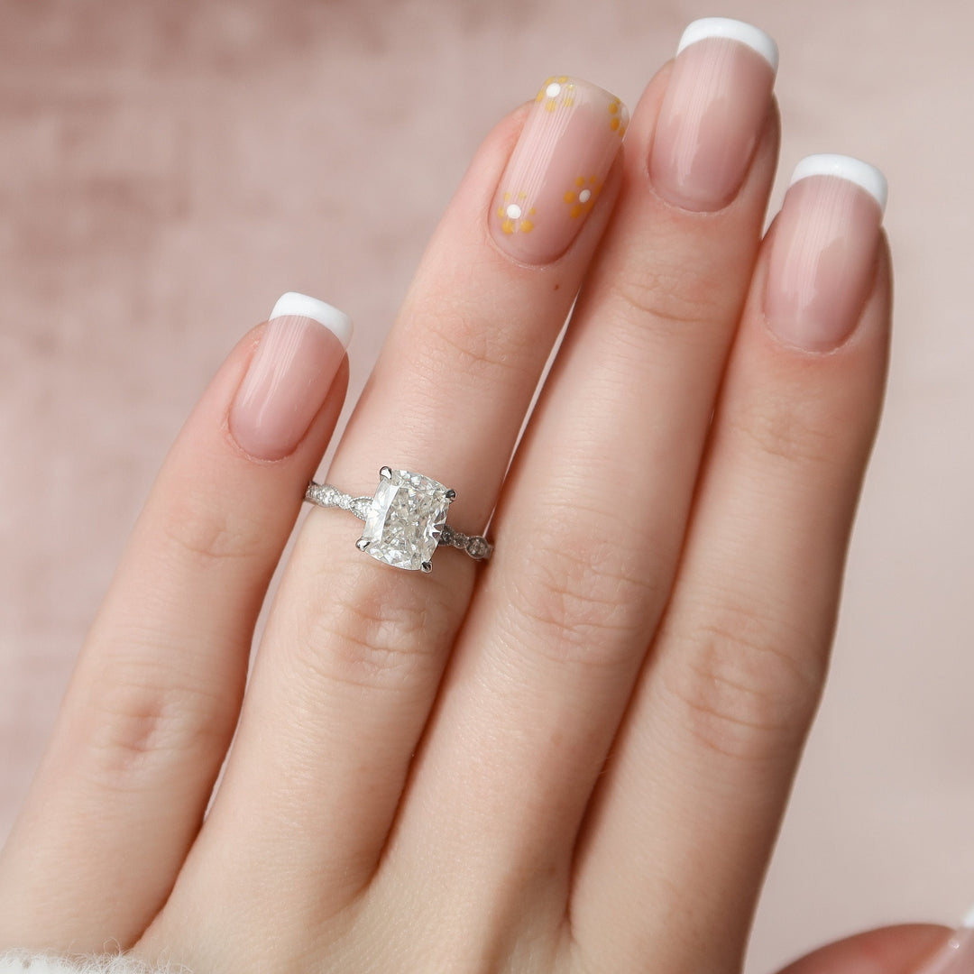 2.5 CT Elongated Cushion cut Art Deco Moissanite Engagement Ring