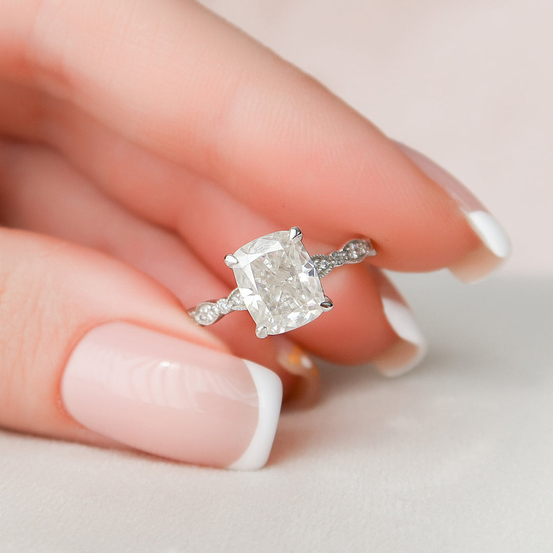 2.5 CT Elongated Cushion cut Art Deco Moissanite Engagement Ring