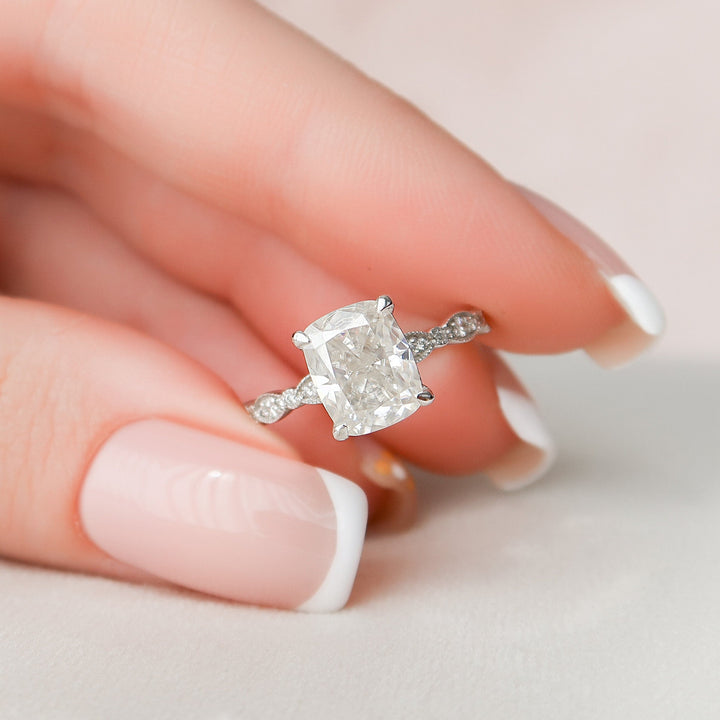 2.5 CT Elongated Cushion cut Art Deco Moissanite Engagement Ring