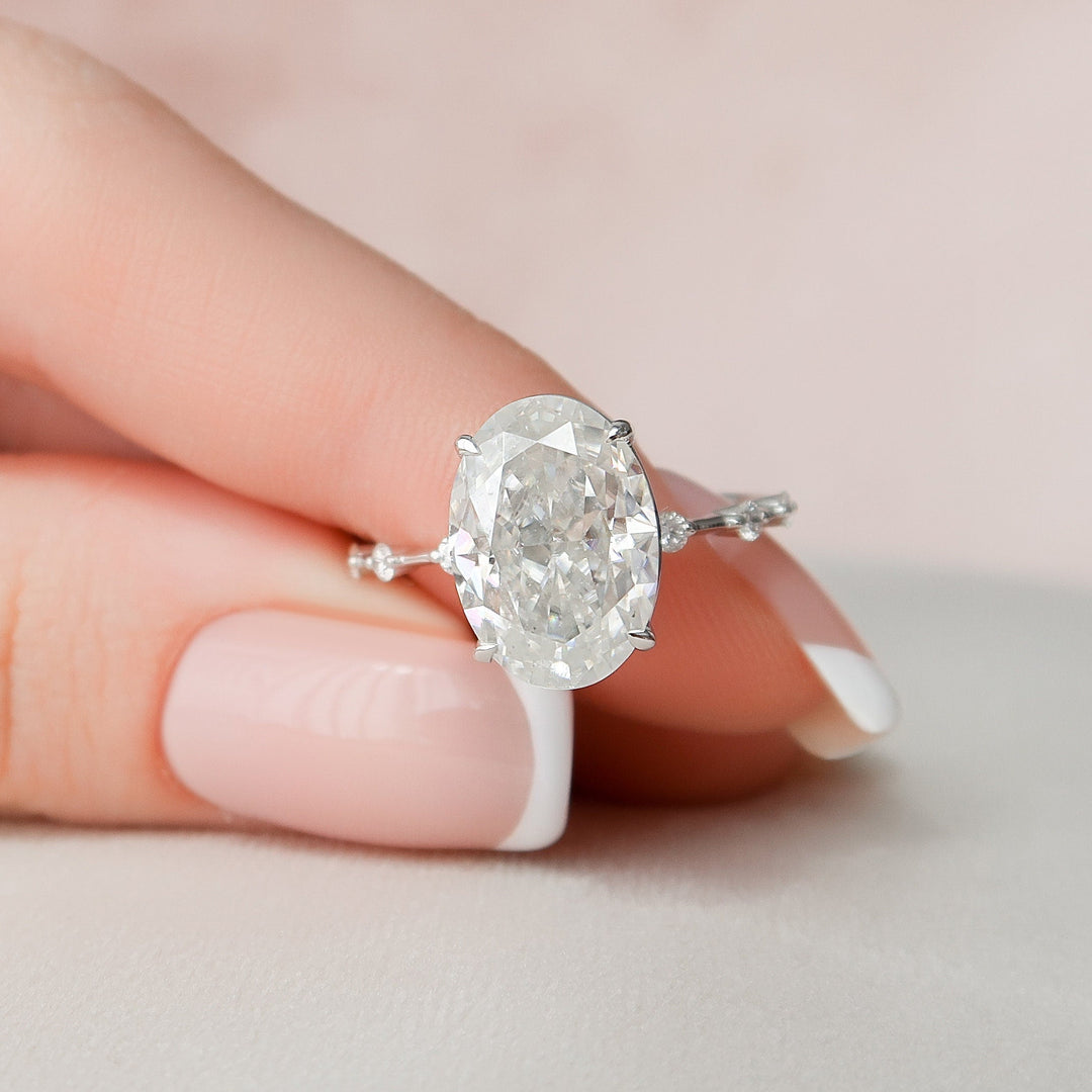 5.0CT Oval Cut Moissanite Solitaire Engagement Ring