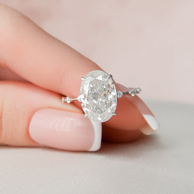 5.0CT Oval Cut Moissanite Solitaire Engagement Ring