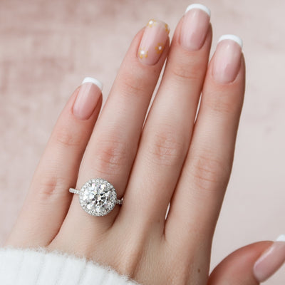 3.5 CT Round cut Halo Moissanite Wedding Ring