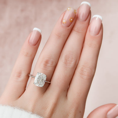6.0CT Cushion Cut Hidden Halo Moissanite Engagement Ring