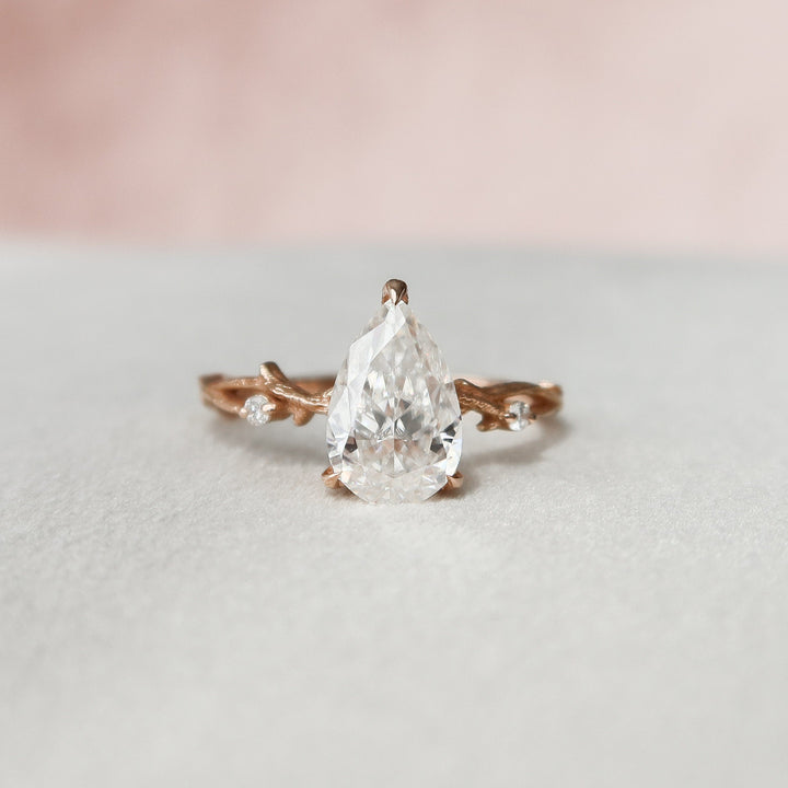 1.5 CT Pear Shaped Nature Inspired Twig Diamond Engagement Ring