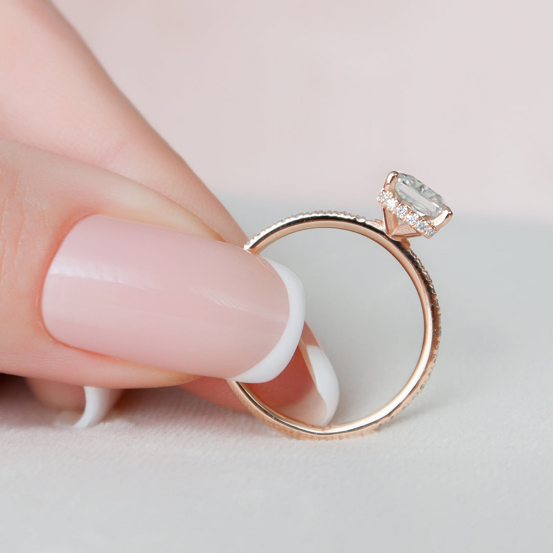 2 CT Radiant Cut Hidden Halo Moissanite Engagement Ring