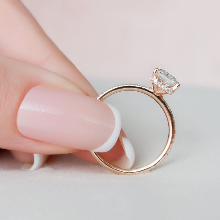 2 CT Radiant Cut Hidden Halo Moissanite Engagement Ring