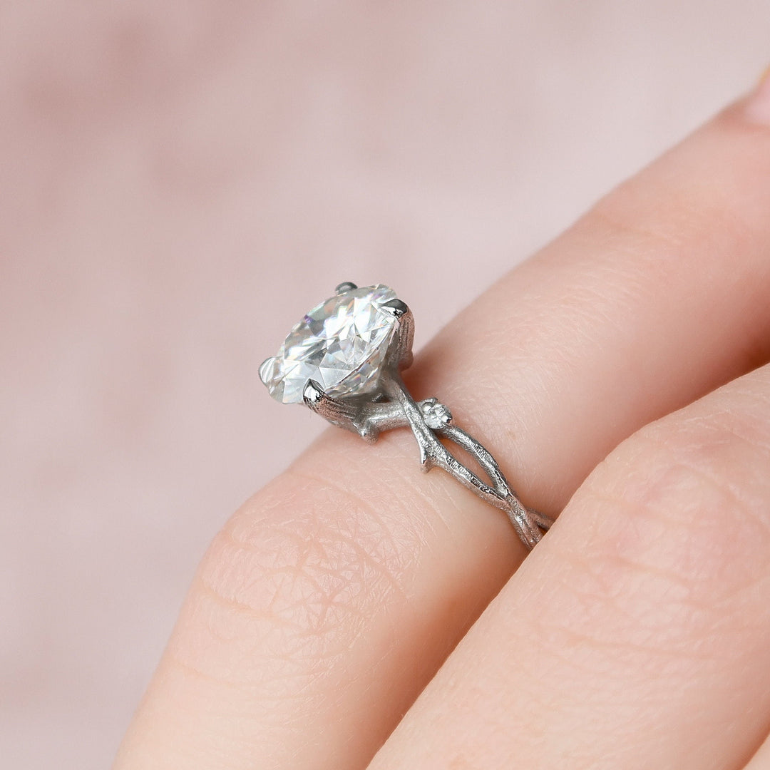 2.5 CT Twig Round Moissanite Nature Inspired Branch Engagement Ring
