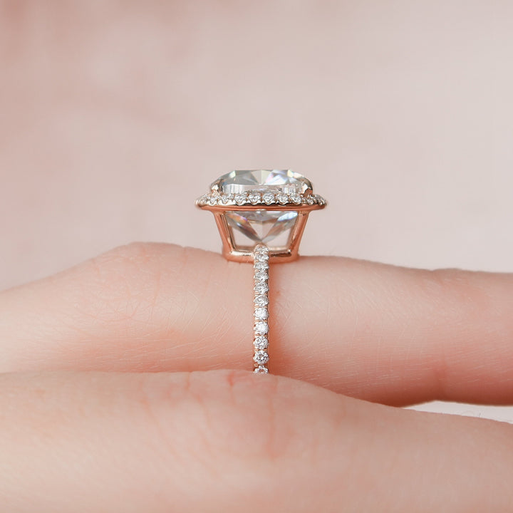 5.0CT Cushion Cut Halo Moissanite Engagement Ring