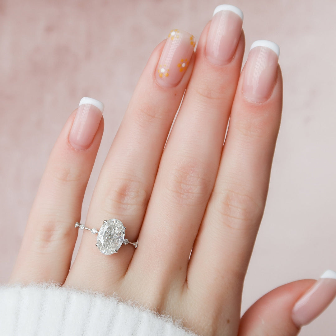 3.0CT Oval Cut Vintage Inspired Moissanite Engagement Ring