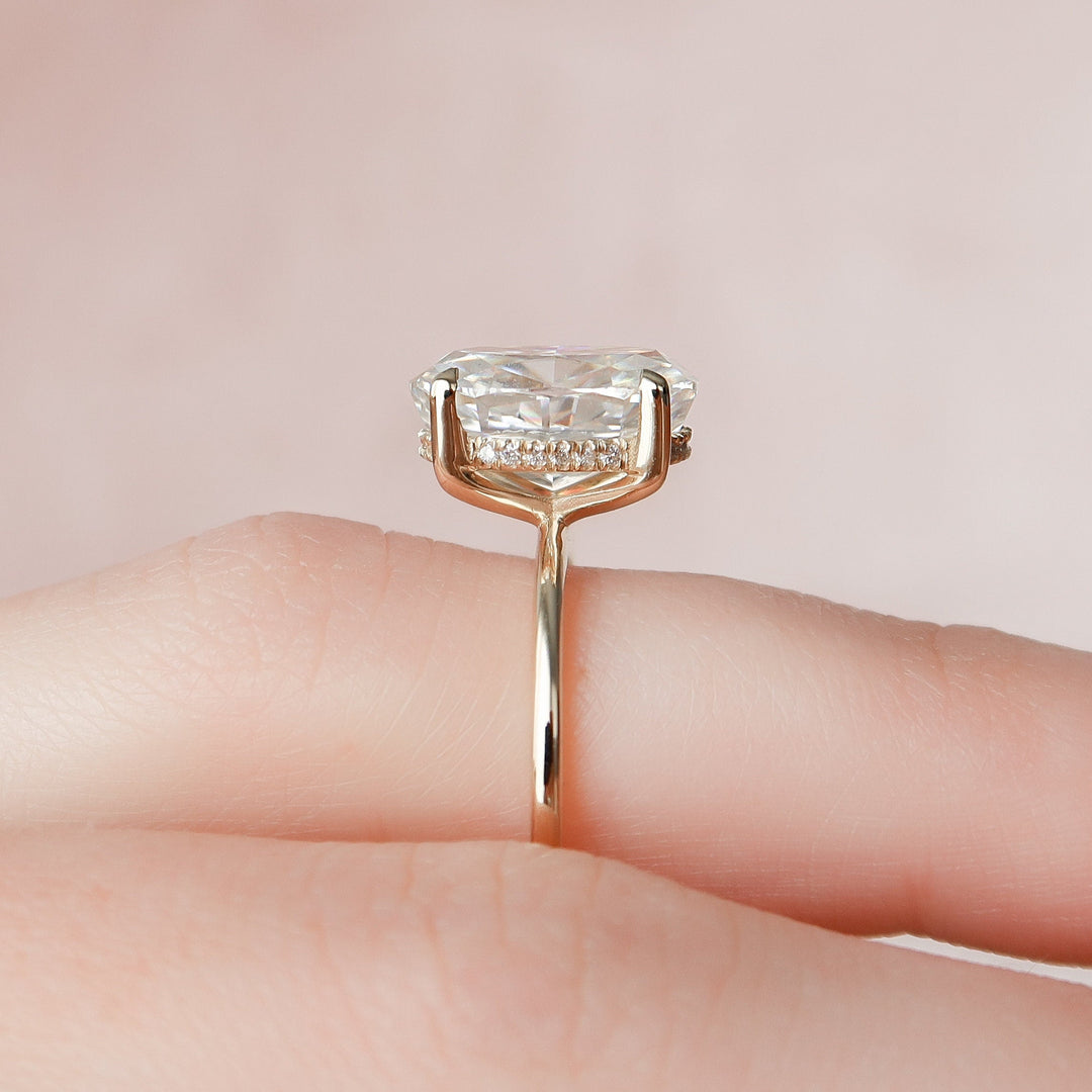 3.5 CT Oval Cut Moissanite Hidden Halo Engagement Ring