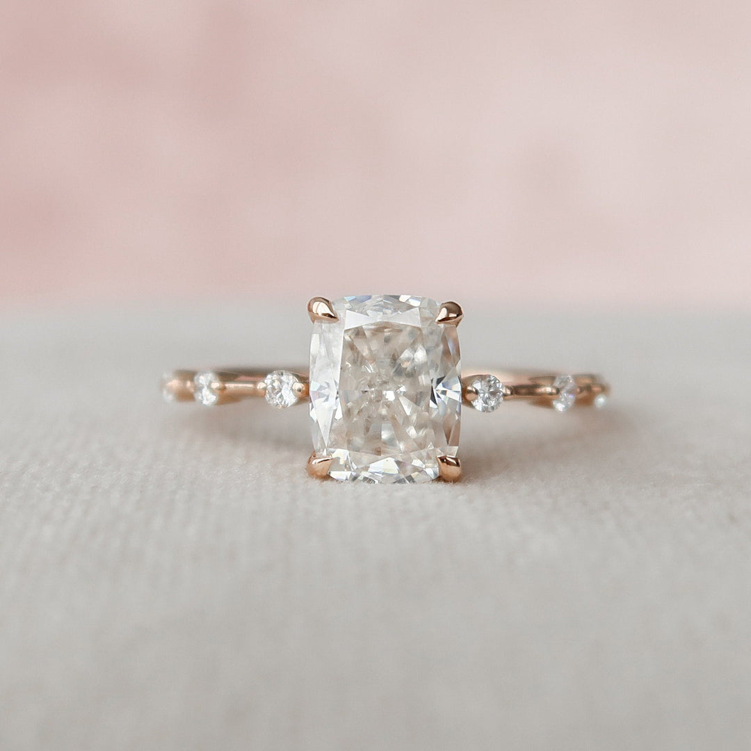 2.0CT Elongated Cushion Cut Moissanite Solitaire Engagement Ring