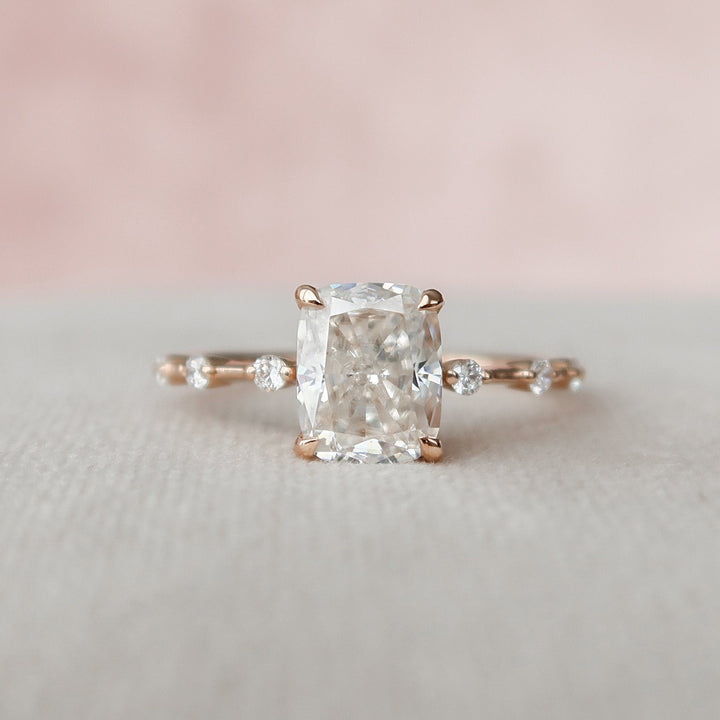 2.0CT Elongated Cushion Cut Moissanite Solitaire Engagement Ring