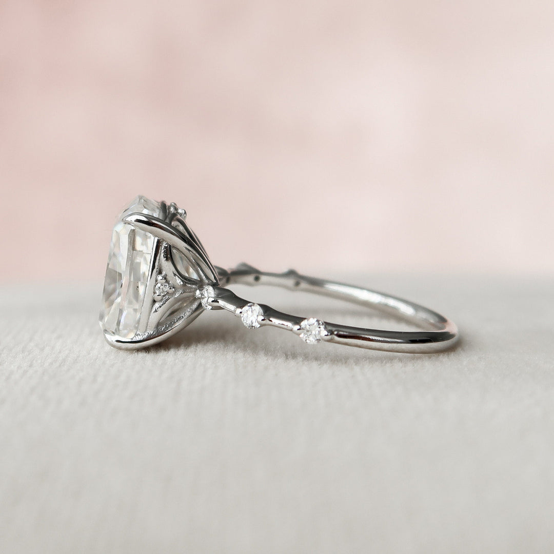 5.0CT Elongated Cushion Cut Moissanite Engagement Ring