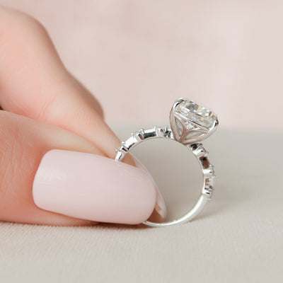 5.0CT Elongated Cushion Cut Moissanite Engagement Ring