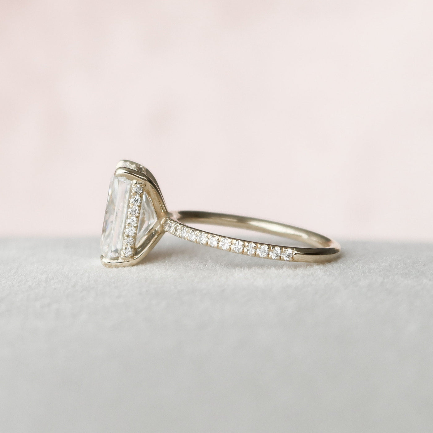 3.50CT Radiant Cut Hidden Halo Moissanite Engagement Ring