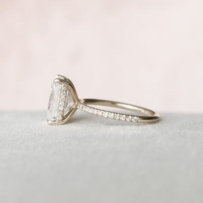 3.50CT Radiant Cut Hidden Halo Moissanite Engagement Ring