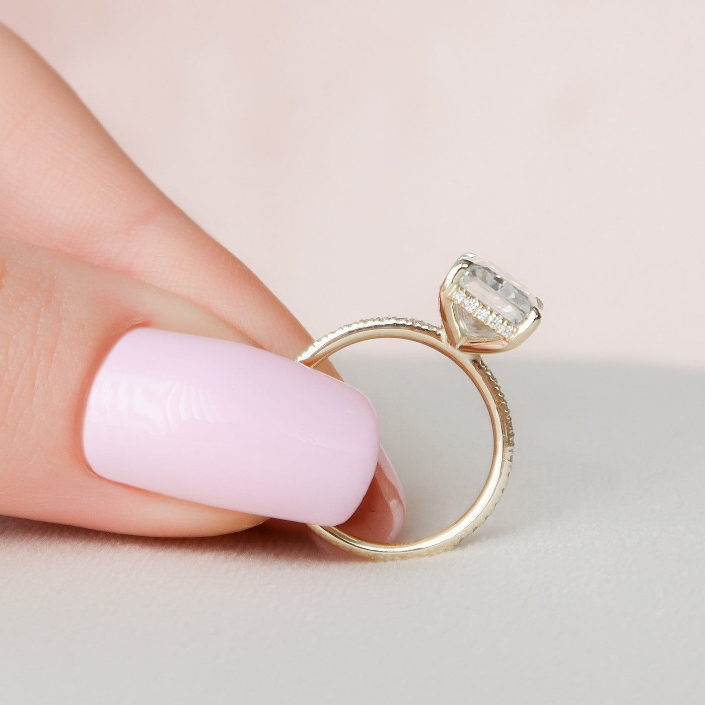 3.50CT Radiant Cut Hidden Halo Moissanite Engagement Ring