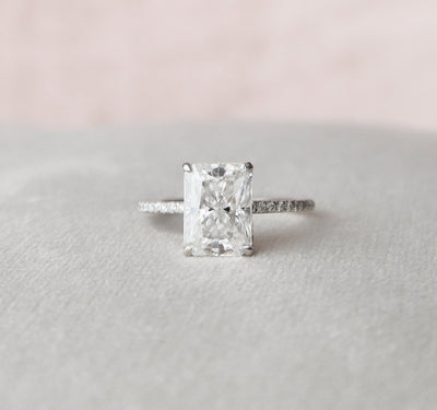 3.50CT Radiant Cut Hidden Halo Moissanite Engagement Ring