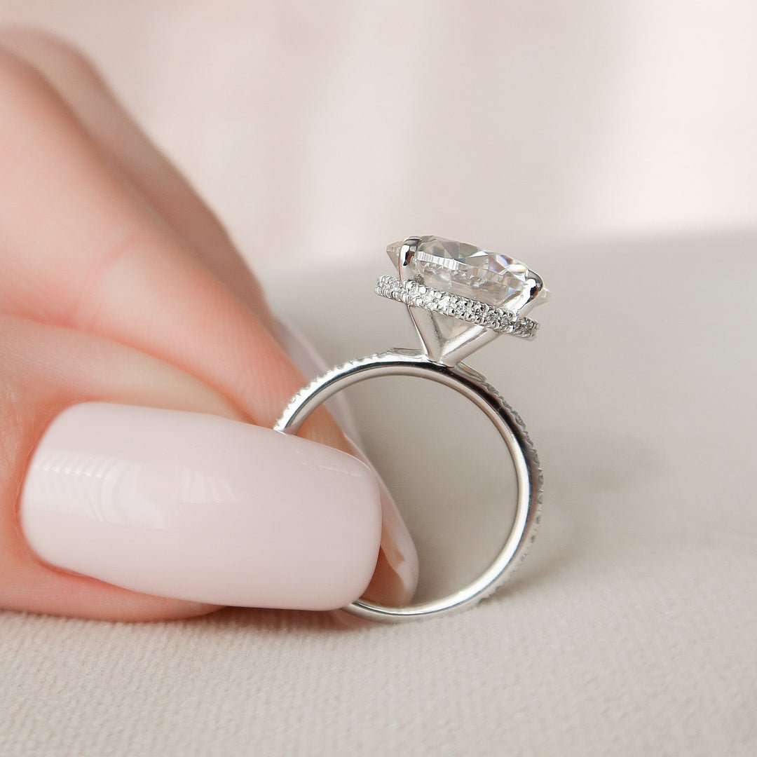 4.50CT Round Cut Hidden Halo Moissanite Engagement Ring