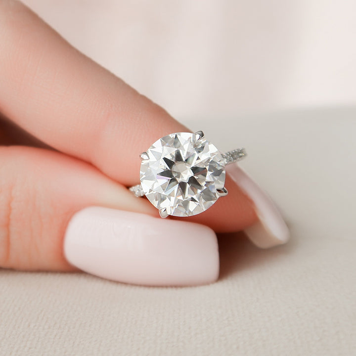4.50CT Round Cut Hidden Halo Moissanite Engagement Ring