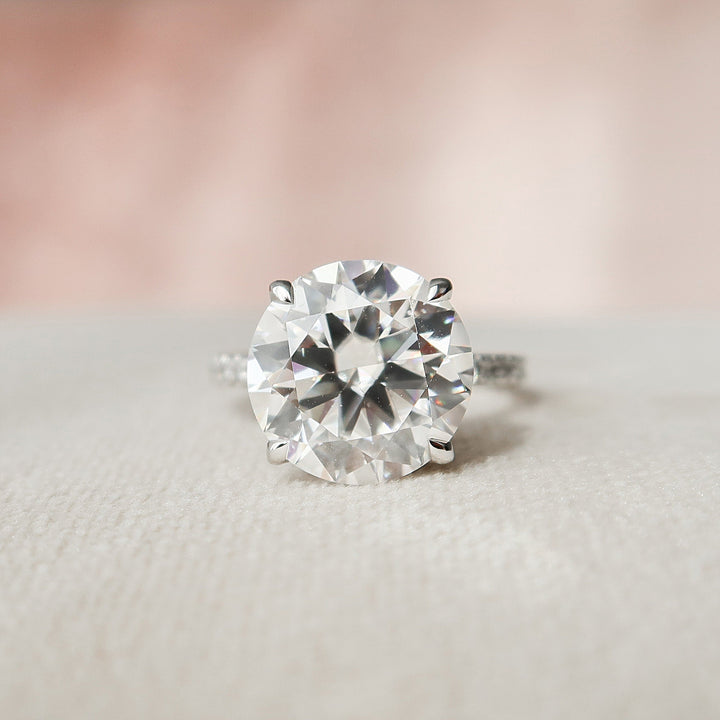 4.50CT Round Cut Hidden Halo Moissanite Engagement Ring