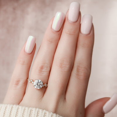 2.0CT Round Brilliant Cut Moissanite Cluster Diamond Engagement Ring