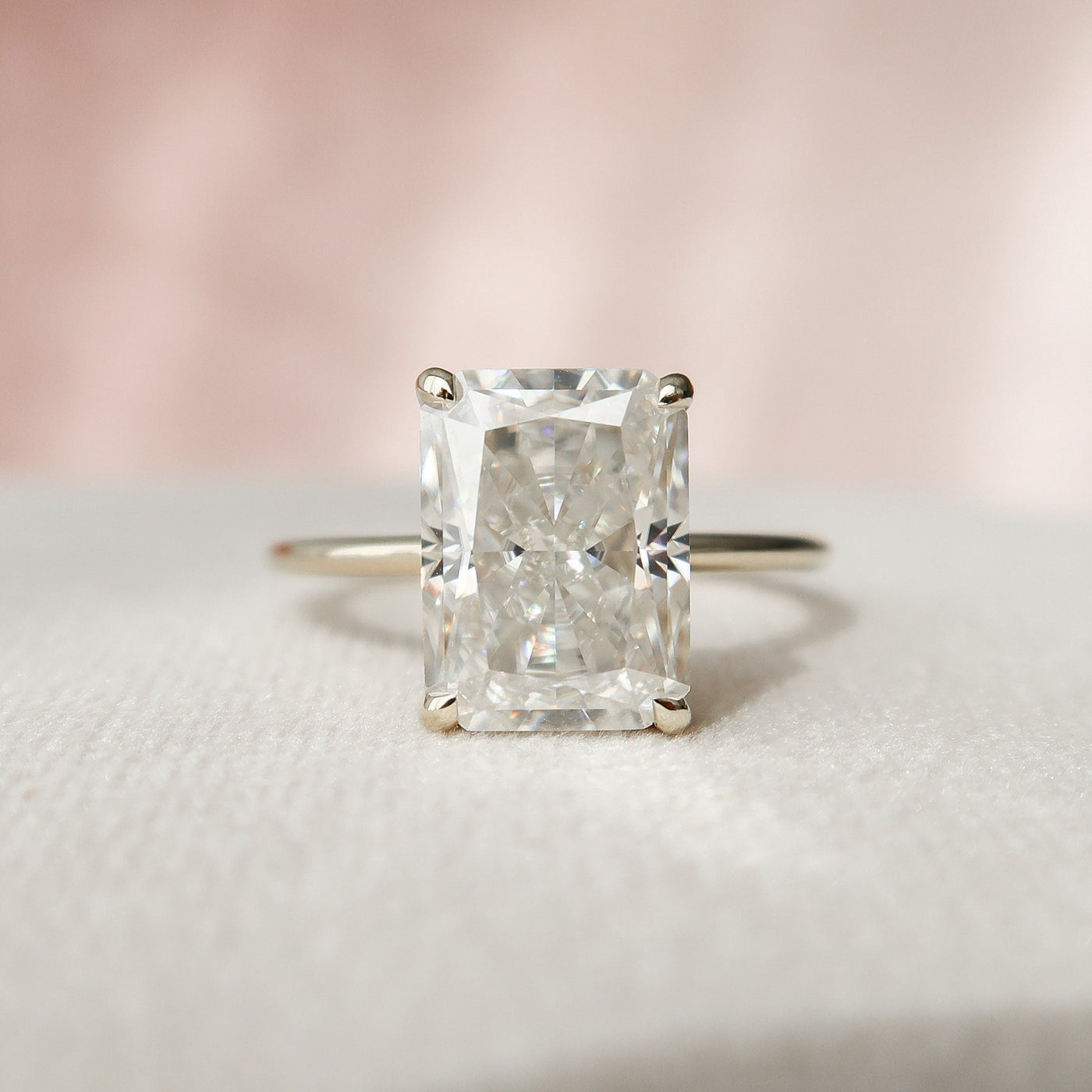 4.50CT Radiant Cut Hidden Halo Moissanite Engagement Ring