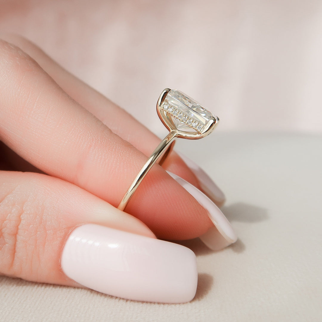 4.50CT Radiant Cut Hidden Halo Moissanite Engagement Ring
